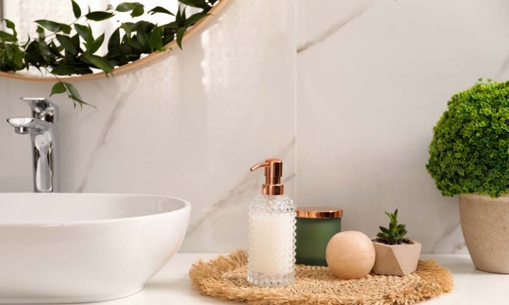 Decorate Bathroom Countertop with Ceramics or Other Glassware