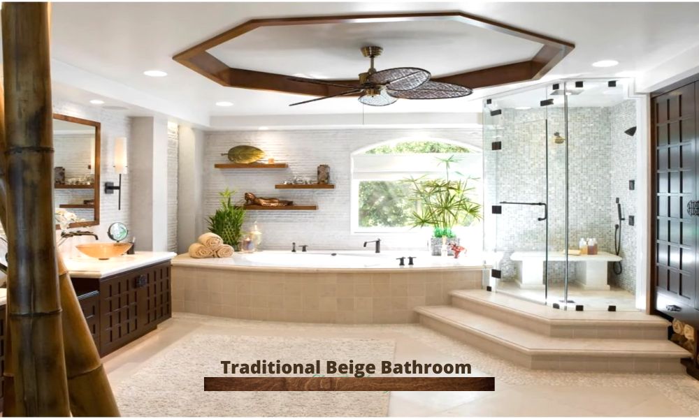  Tiling Beautiful with Traditional Beige Bathroom