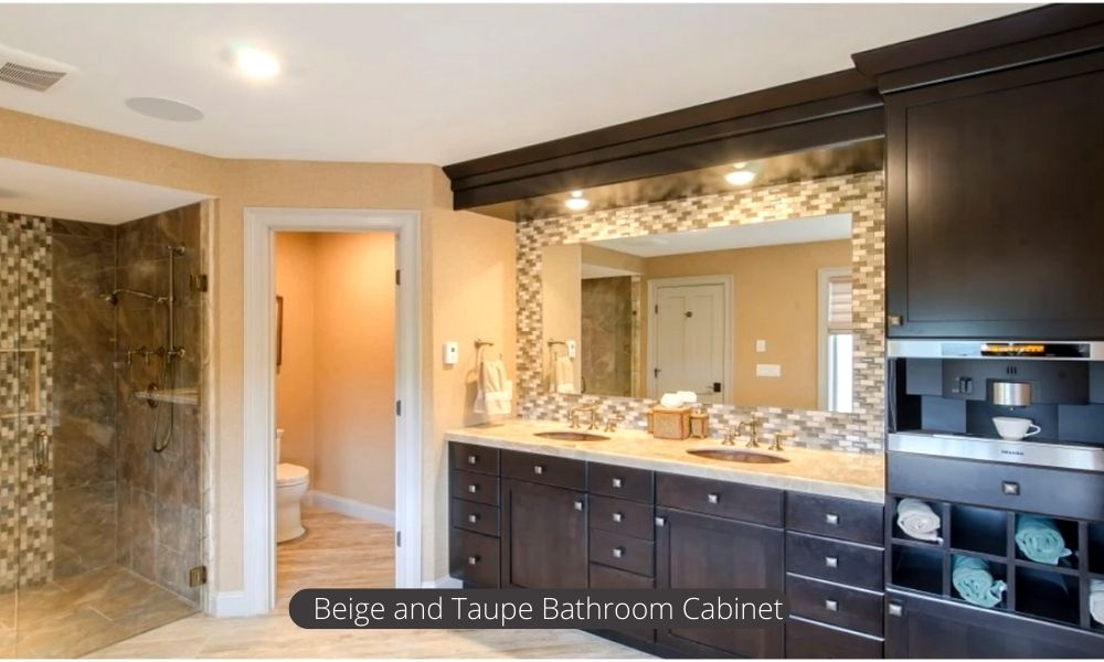   Decor Beige and Taupe Bathroom Cabinet