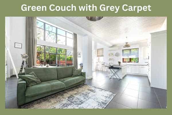 Green Couch with Grey Carpet