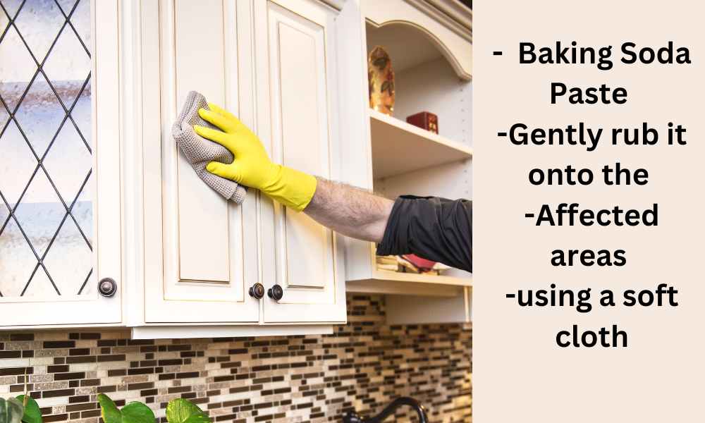  Baking Soda Paste  for Sticky Wood Kitchen Cabinets